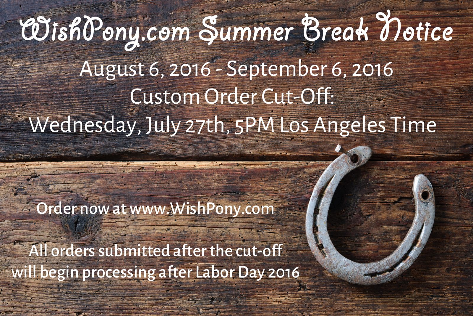 Wishpony Summer Break 2016