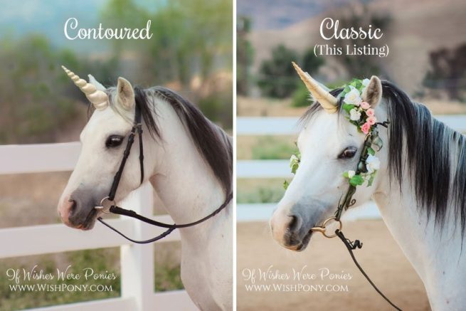 5.5" White & Silver Classic Natural-Look Unicorn Horn™ - Miniature Horse or Small Pony Size - Ready to Ship - Image 2