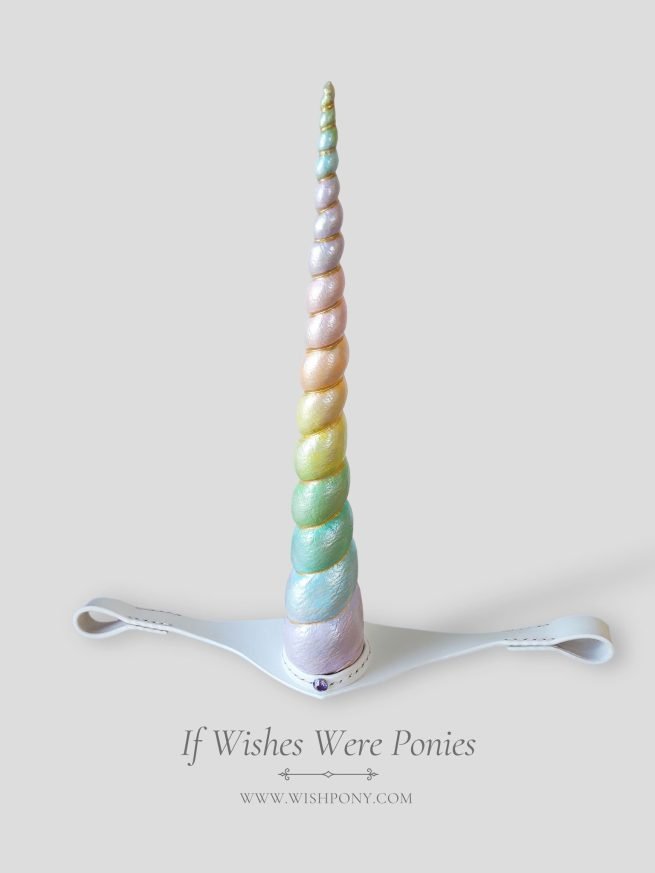 White Leather Bridle with Rainbow Unicorn Horn and Jeweled Reins - Large Horse Size - Ready to ship - Image 2