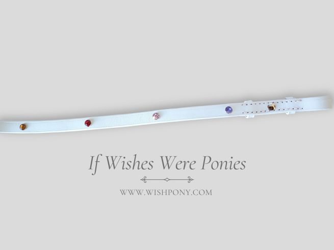 White Leather Bridle with Rainbow Unicorn Horn and Jeweled Reins - Large Horse Size - Ready to ship - Image 5
