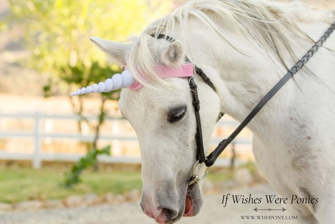 Candy Pink Unicorn Browband 9" White Horn - 13"-14" Pony Size - Ready-to-Ship