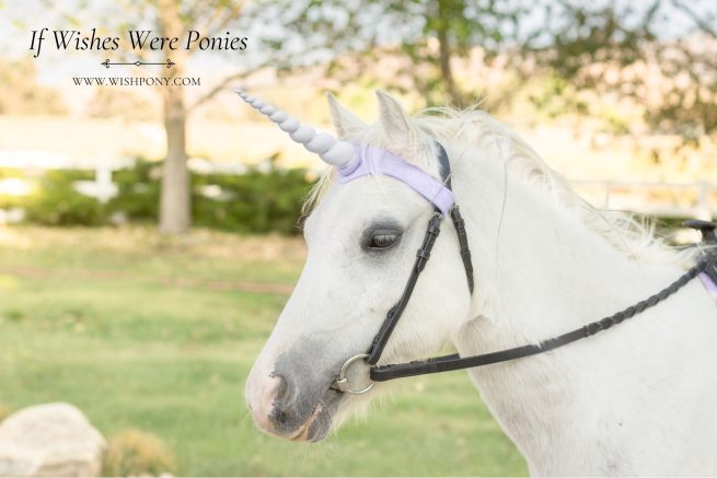 Lavender Unicorn Browband 7" White Horn - 12"-13" Pony Size - Ready-to-Ship